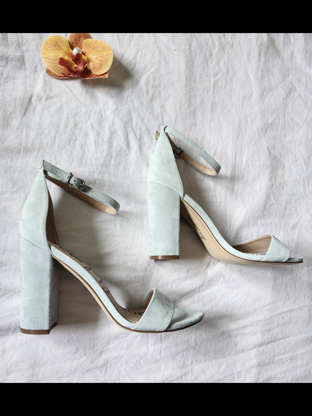 Sam Edelman Baby Blue Suede Ankle-Strap Block Heels